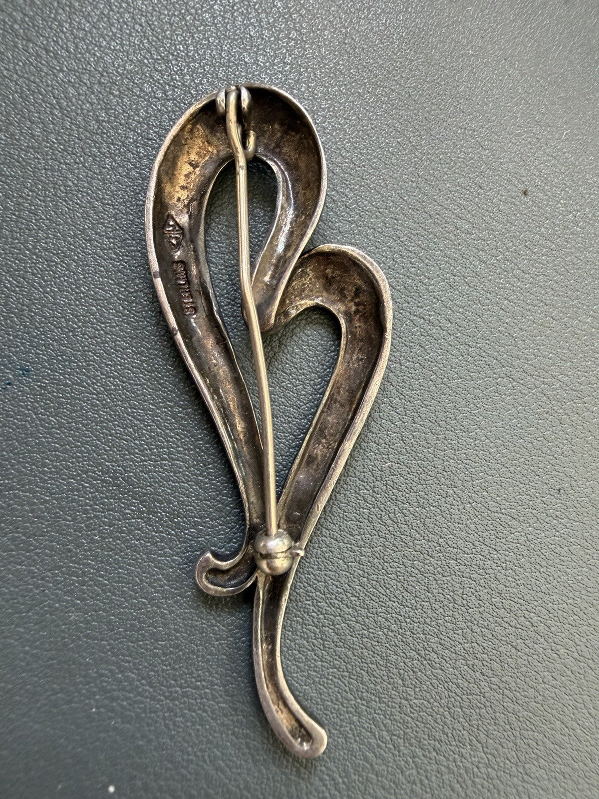 Vintage Heart Love Sterling Silver Marcasite Brooch Pin