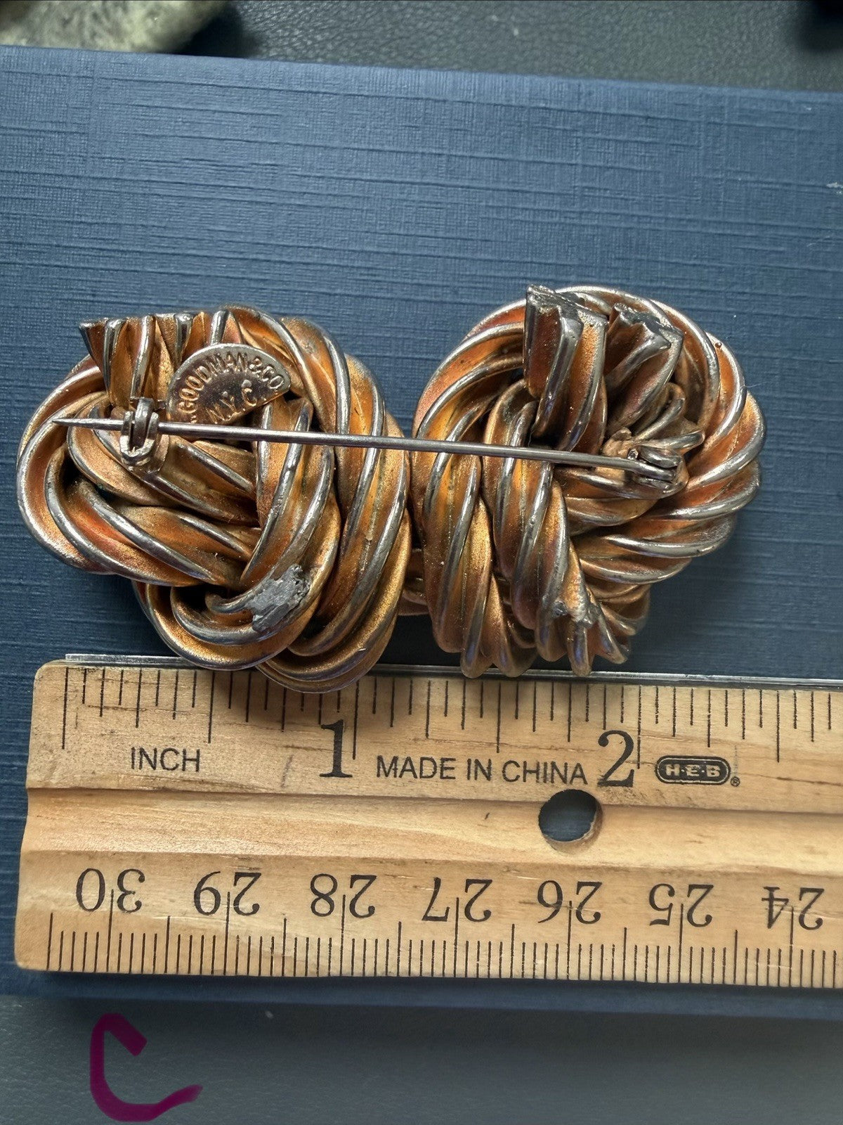 Vintage A. Goodman & Co NYC Heavy Knotted Gold Tone Detailed Brooch Pin