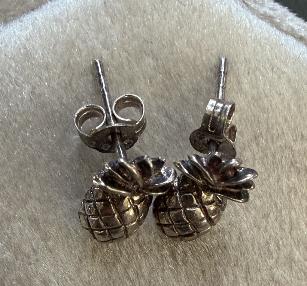 Adorable Petite Sterling silver 925 pineapple earrings .5inch