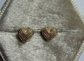 Vintage 14K Yellow Gold Diamond Cut Heart Stud Earrings 0.2g
