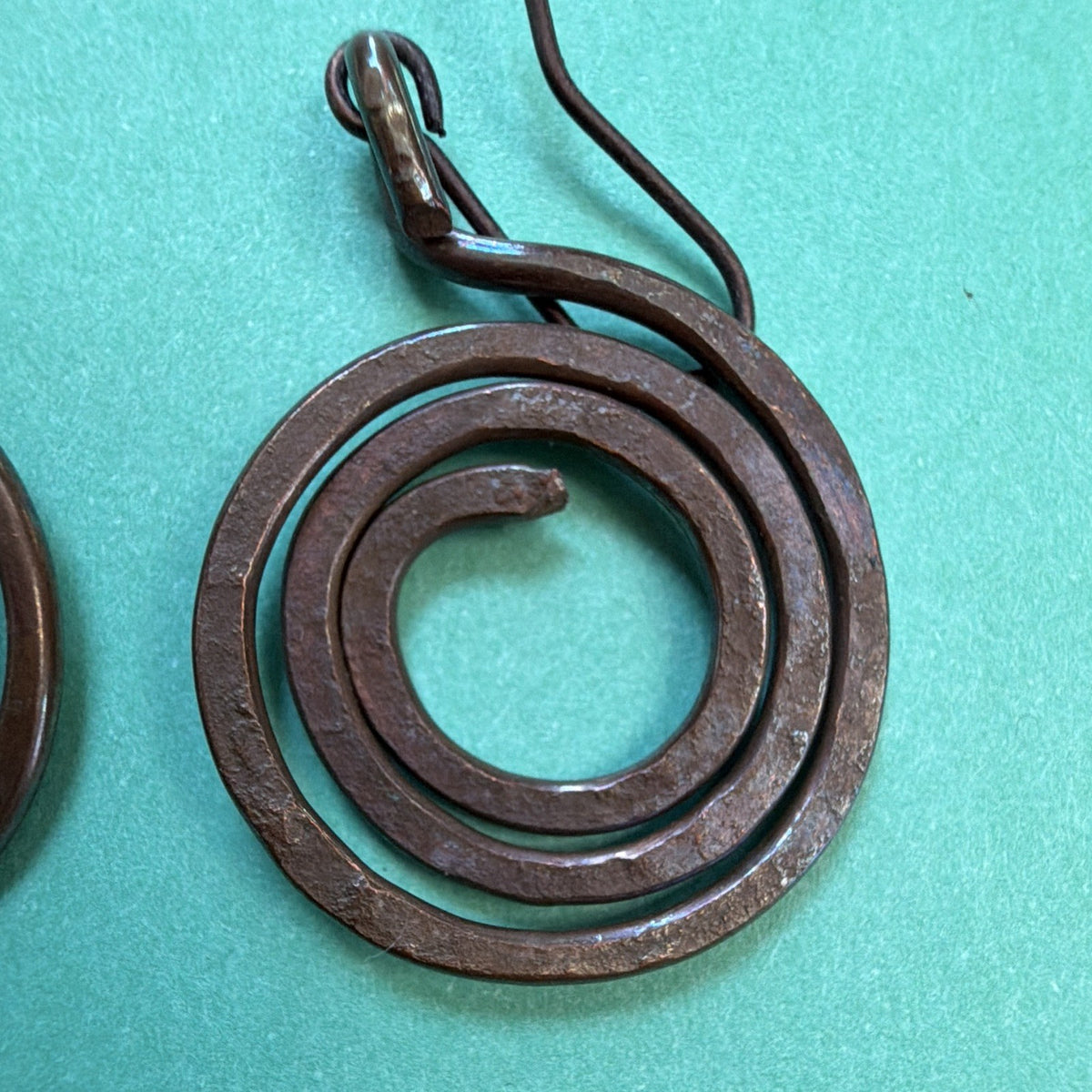 Copper (see note) Spiral Dangle Drop Earrings Hook Closure No Stone 1.25in 6g