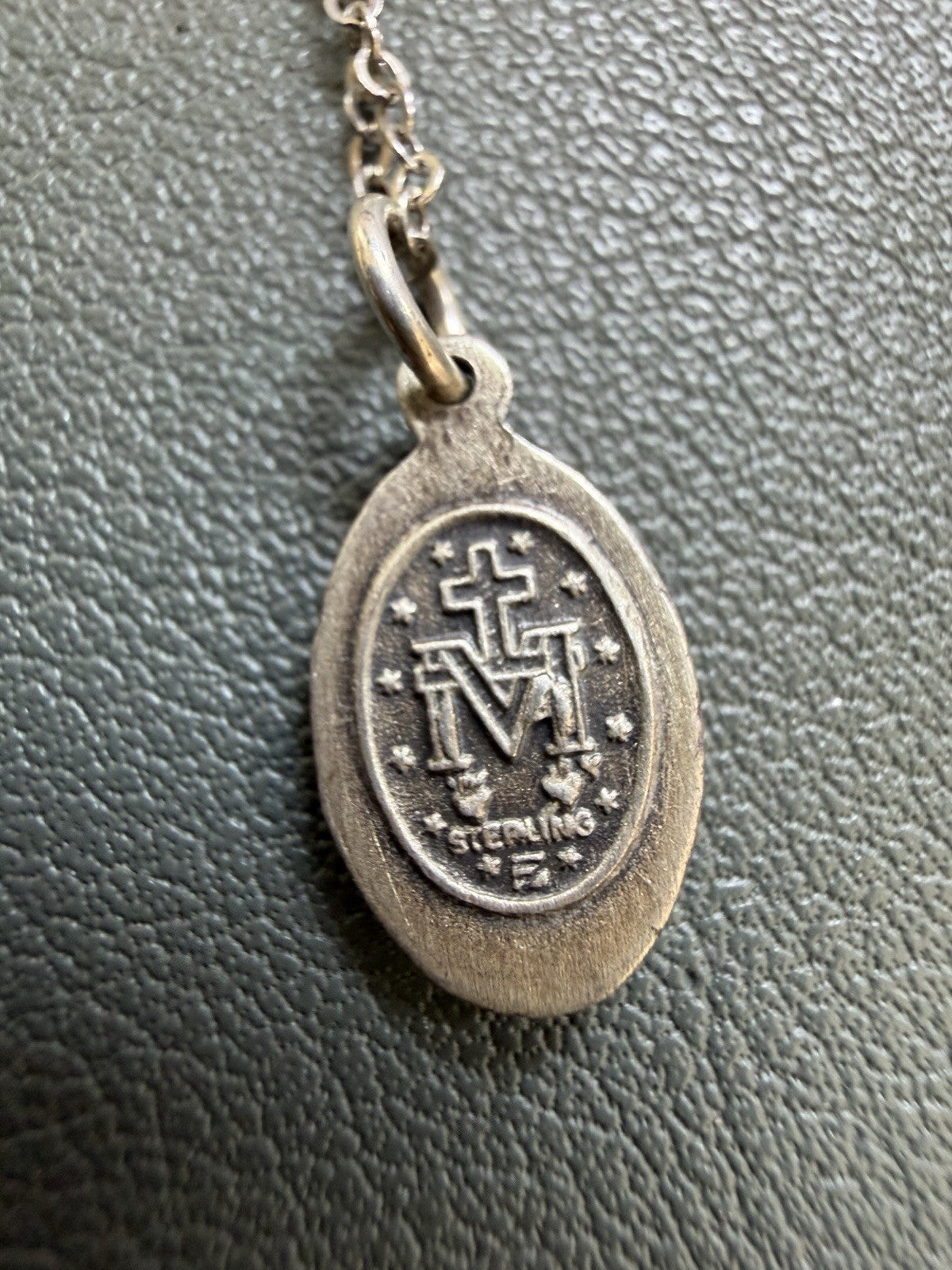 Blue Enameled Mary Sterling Silver Pendant And Sterling 16inch Necklace Chapel