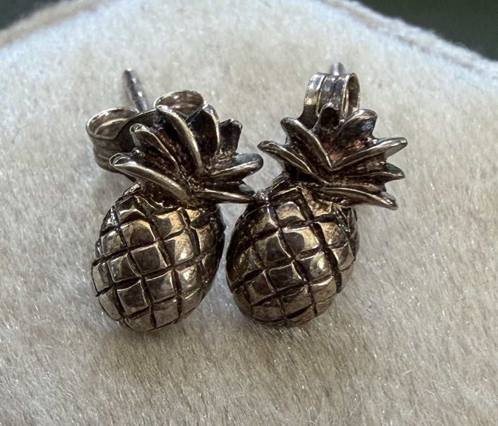 Adorable Petite Sterling silver 925 pineapple earrings .5inch