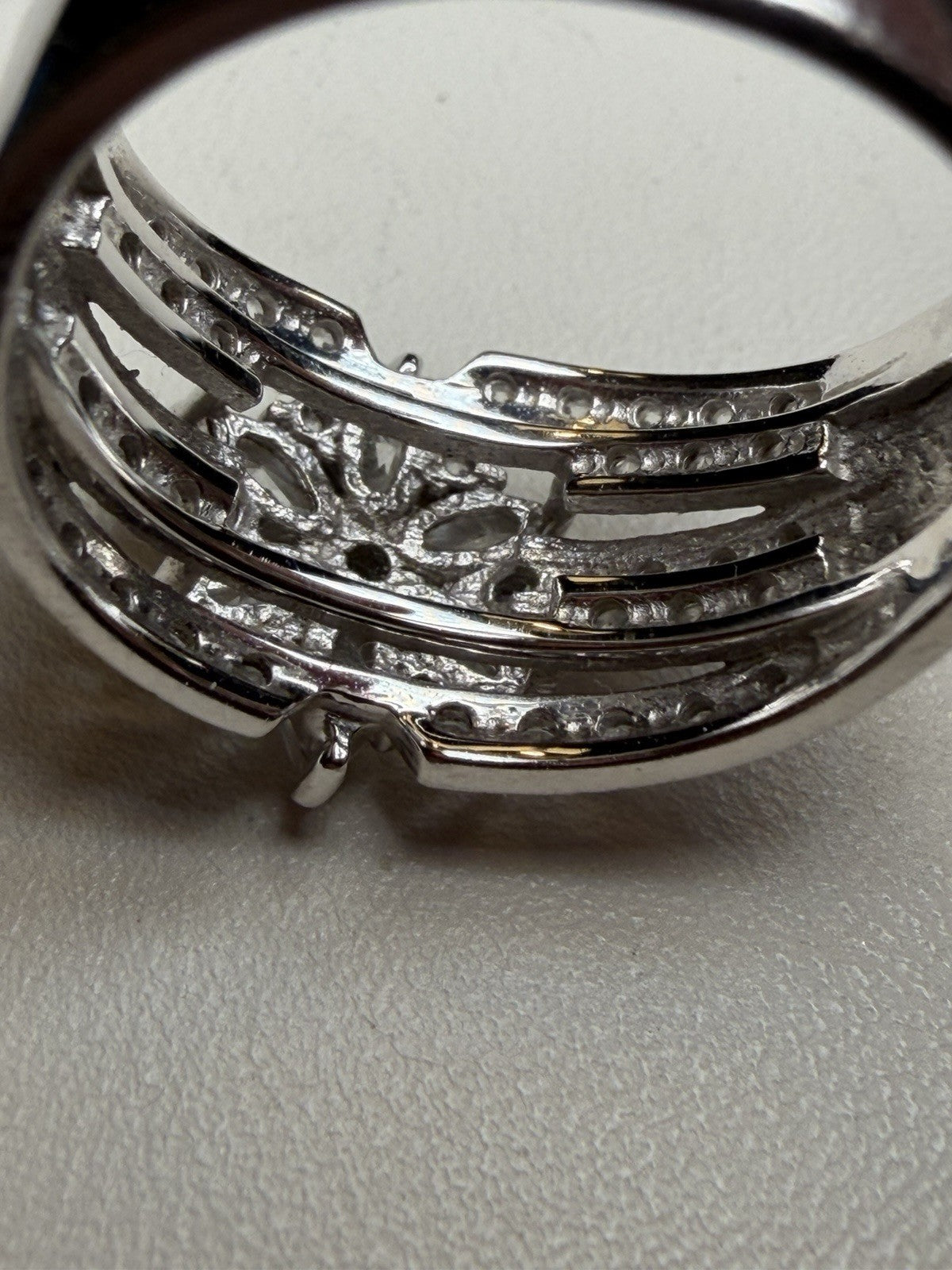Stunning SW Silver 925 1.35ct CZ Marquis & Round Flower Ring Sz8