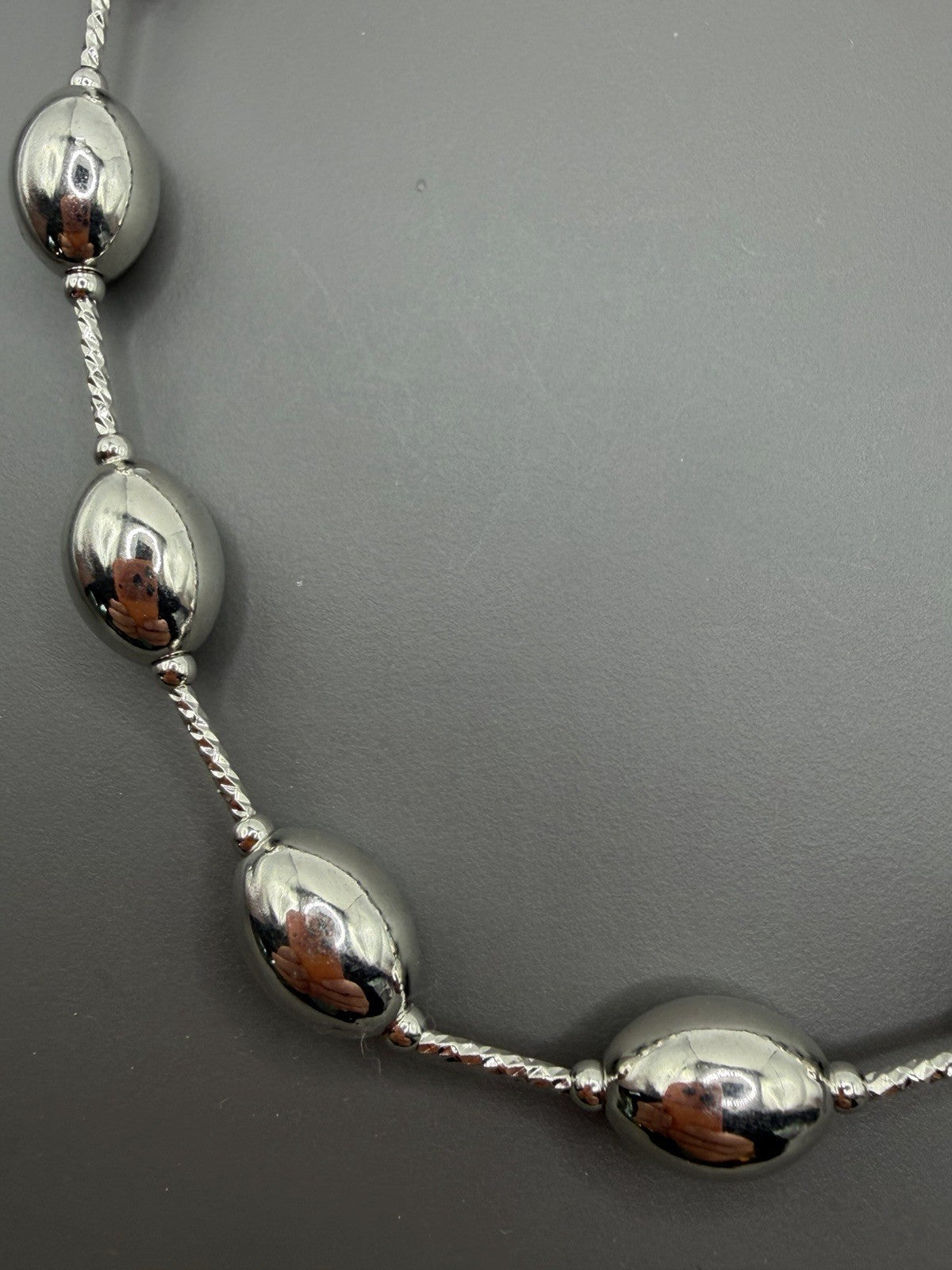 Luxury Look, Silver Toned Beaded Station Chain
