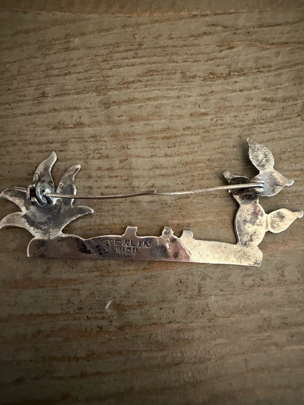 vtg signed Mexico sterling silver pin desertscape agave Cactus