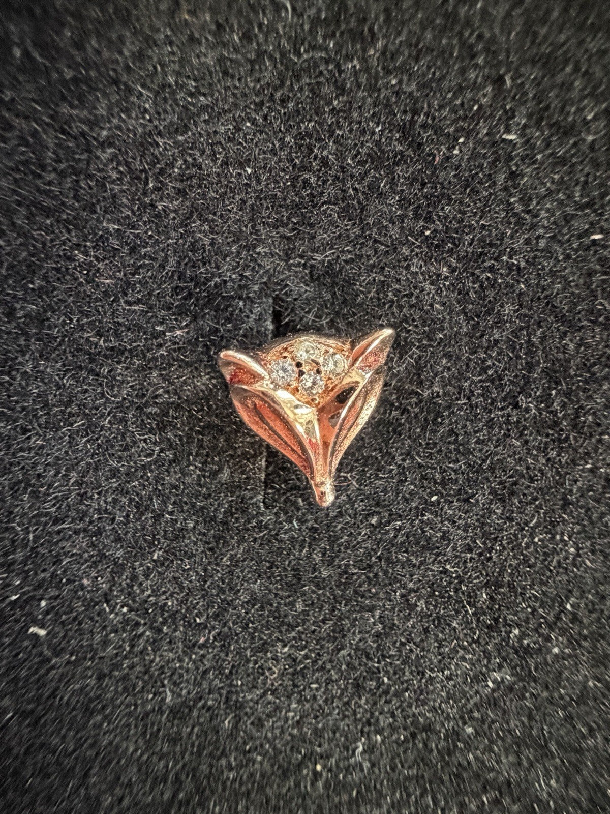 Golston Sterling Silver Rose Colored  Diamond Fox Stud Earrings