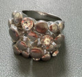 Silver Tone Cluster Cocktail Ring White  Crystal Rhinestone Size 7.25