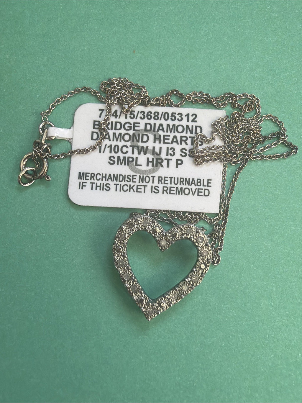 Bridge Natural Diamond Heart Pendant 1/10CTW Sterling Silver 925 Necklace