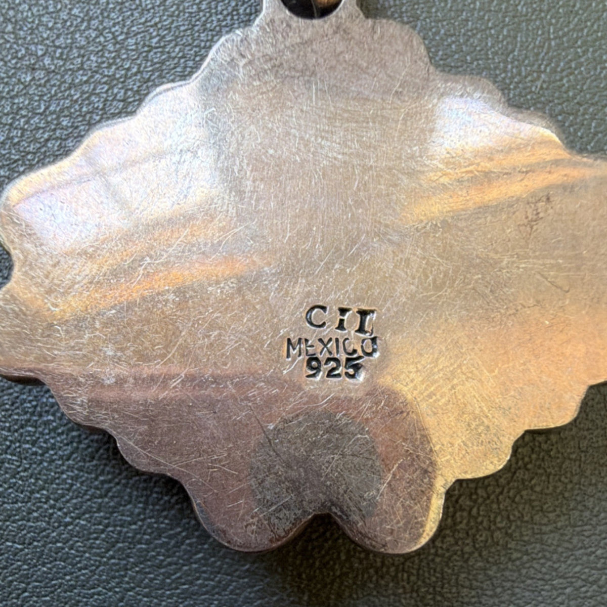 Blue Lace Agate 925 Sterling Silver Large Pendant Mexico Native Scrollwork Style