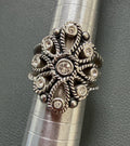 Premier Designs Naomi Silver-Tone Twisted Rope Crystal Flower Ring Sz 7