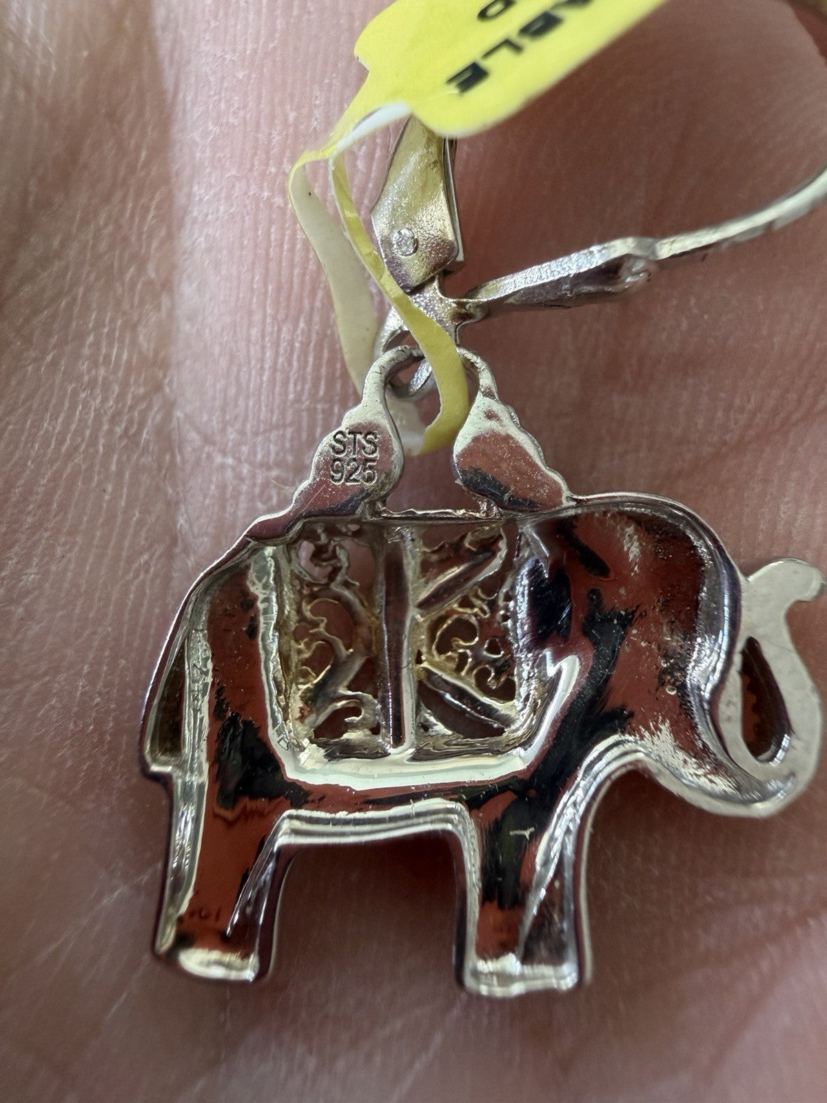925 sterling silver earrings with filigree Elephants - New In Package