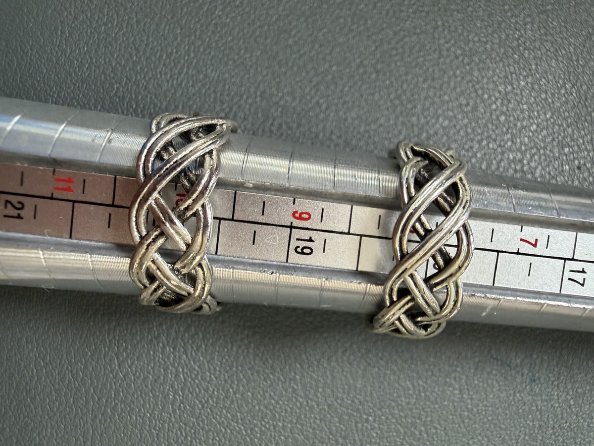 Set Of 2, His And Hers Celtic Braid Knot Silver Tone Ring Lot 8/10