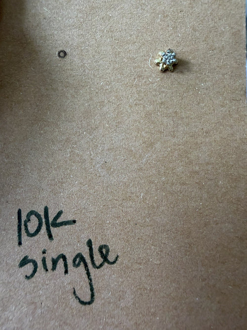 10k Yellow Gold Single Stud Earrings - Perfect For Single Or CartilagePiercing