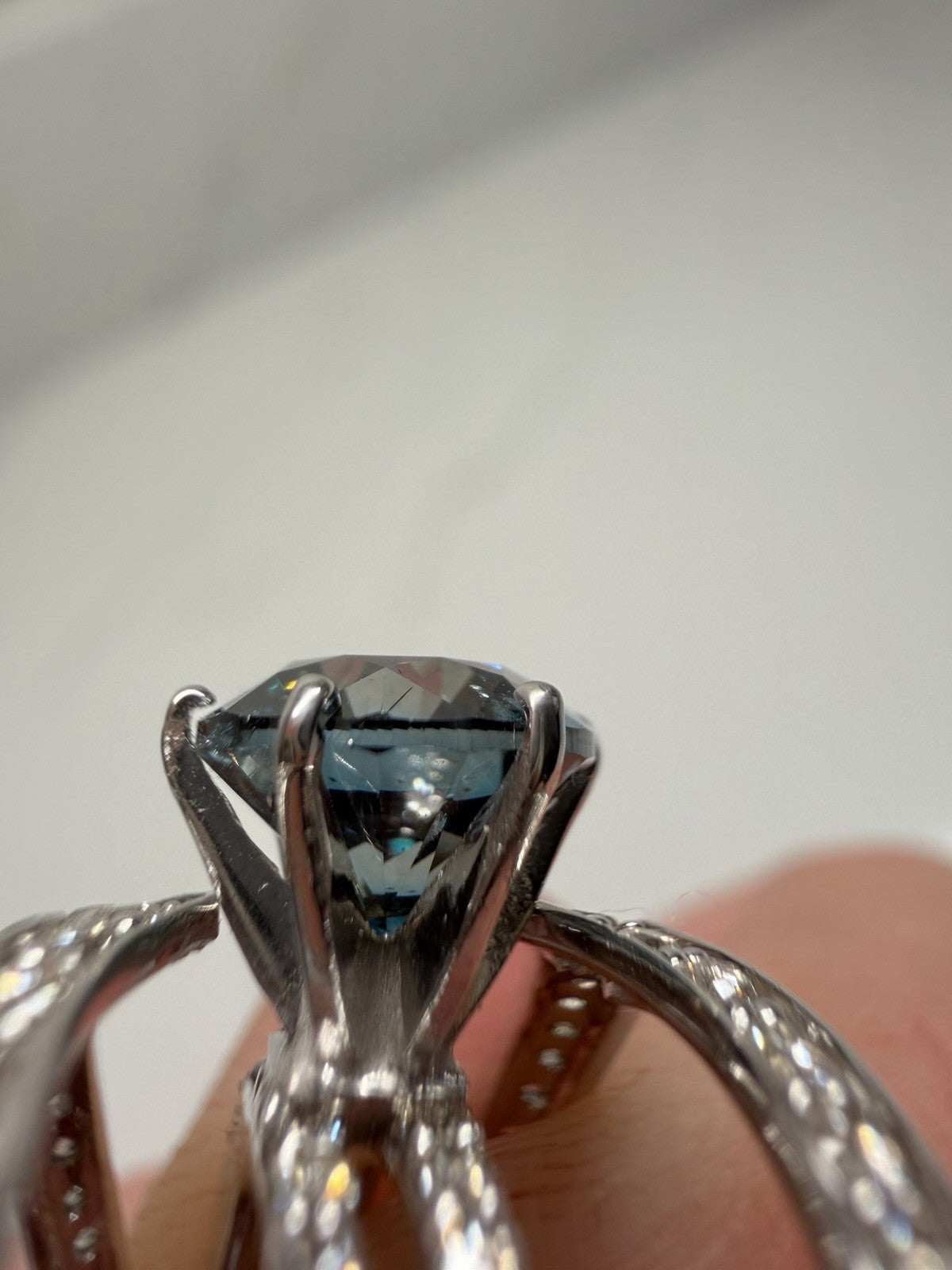 14K White Gold Natural Treated Blue Diamond Ring 2.10 CTW Size 7.5