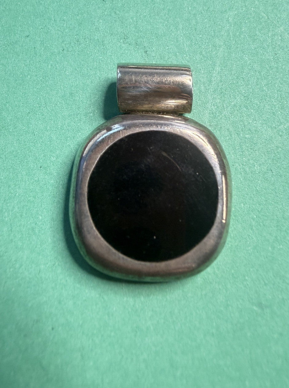 Vintage Taxco Onyx Sterling Silver 925 Pendant for Necklace