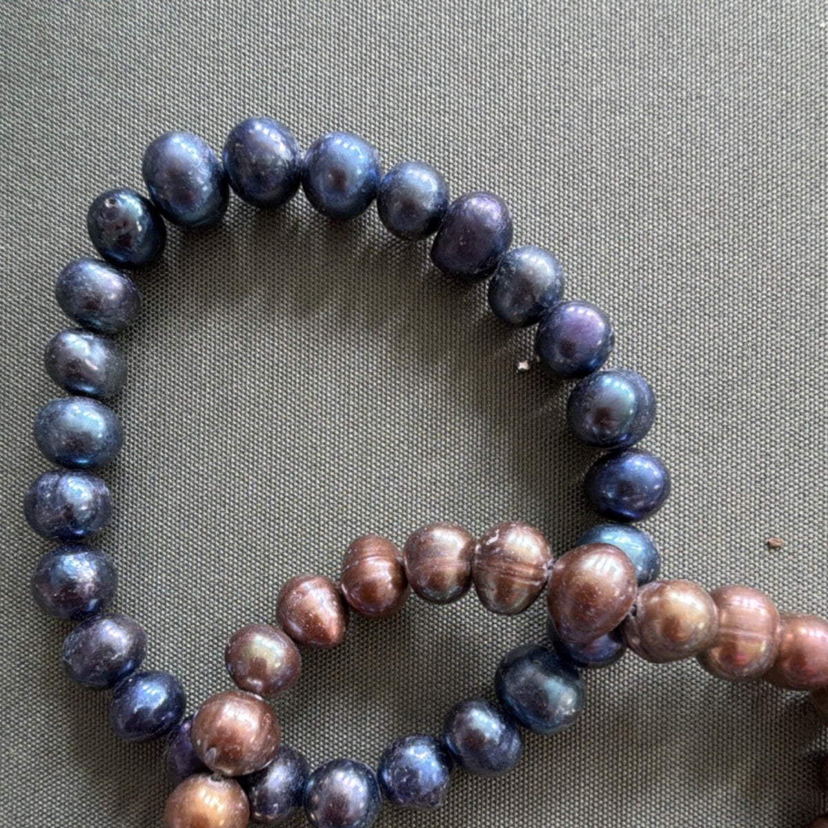 3pc Multicolor Pearl stretch Round Bracelets Stackable Bundle Set of 3