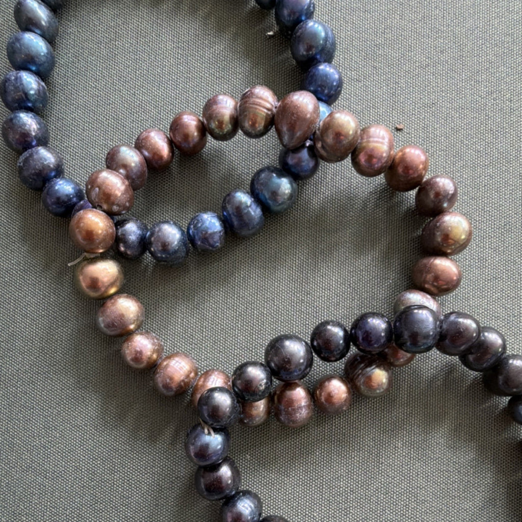 3pc Multicolor Pearl stretch Round Bracelets Stackable Bundle Set of 3