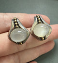 Lagos Caviar 18k Gold and Sterling Silver Moonstone Earrings Omega Backs