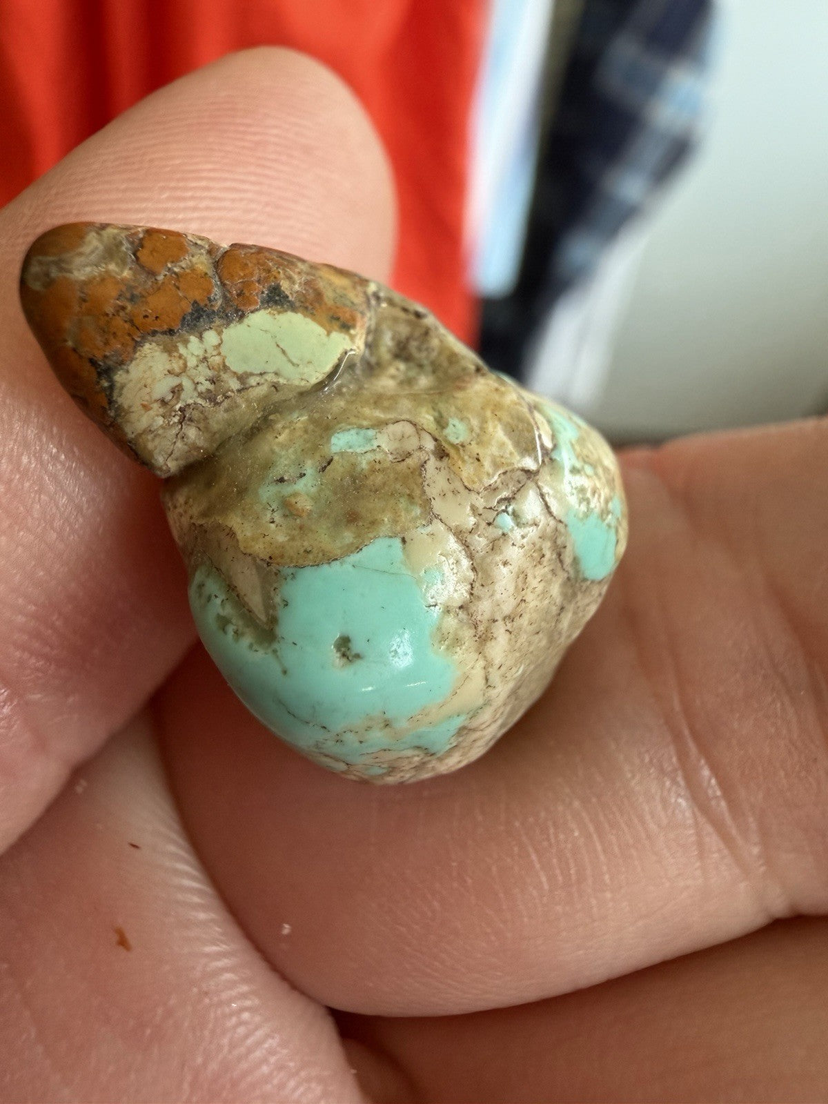 Natural Turquoise Nugget Polished Freeform Specimen 4.2g Blue Green Matrix