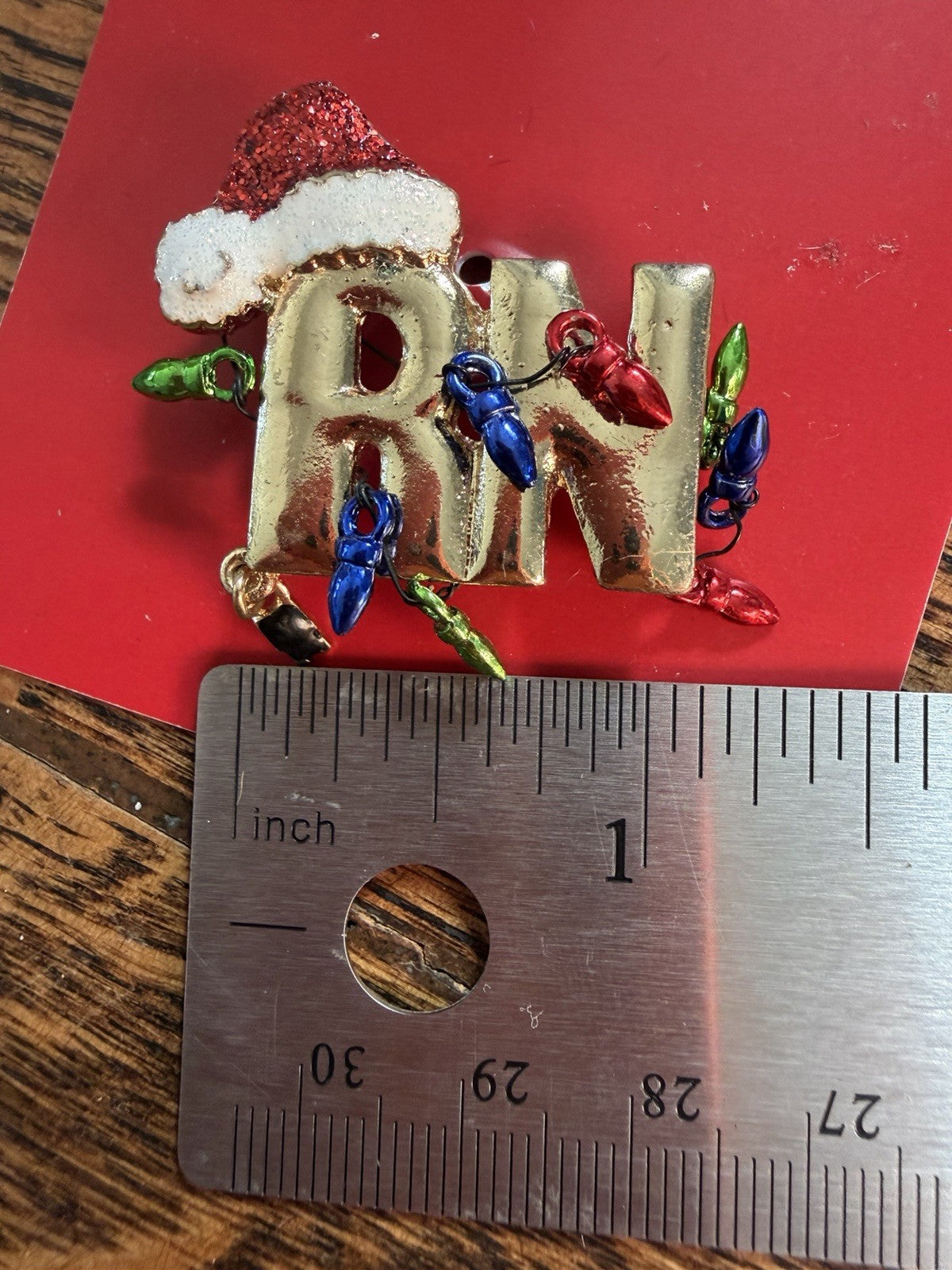 Merry Christmas Light Holiday Nurse RN Shape Multicolor Plastic Brooch Pin