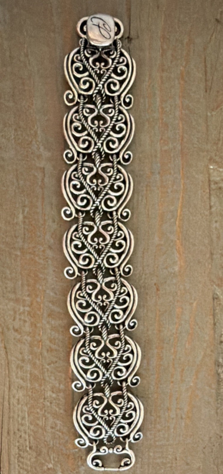 Carolyn Pollack 925 Sterling Silver Filigree Scroll Link Bracelet Southwest 52g
