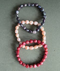 3pc Beaded Stretch Bracelet Set Freshwater Pearl Stackable Multicolor