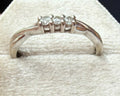 10K White Gold 3 Round Natural Diamond Ring Size 7  simple stacking Band, Signed