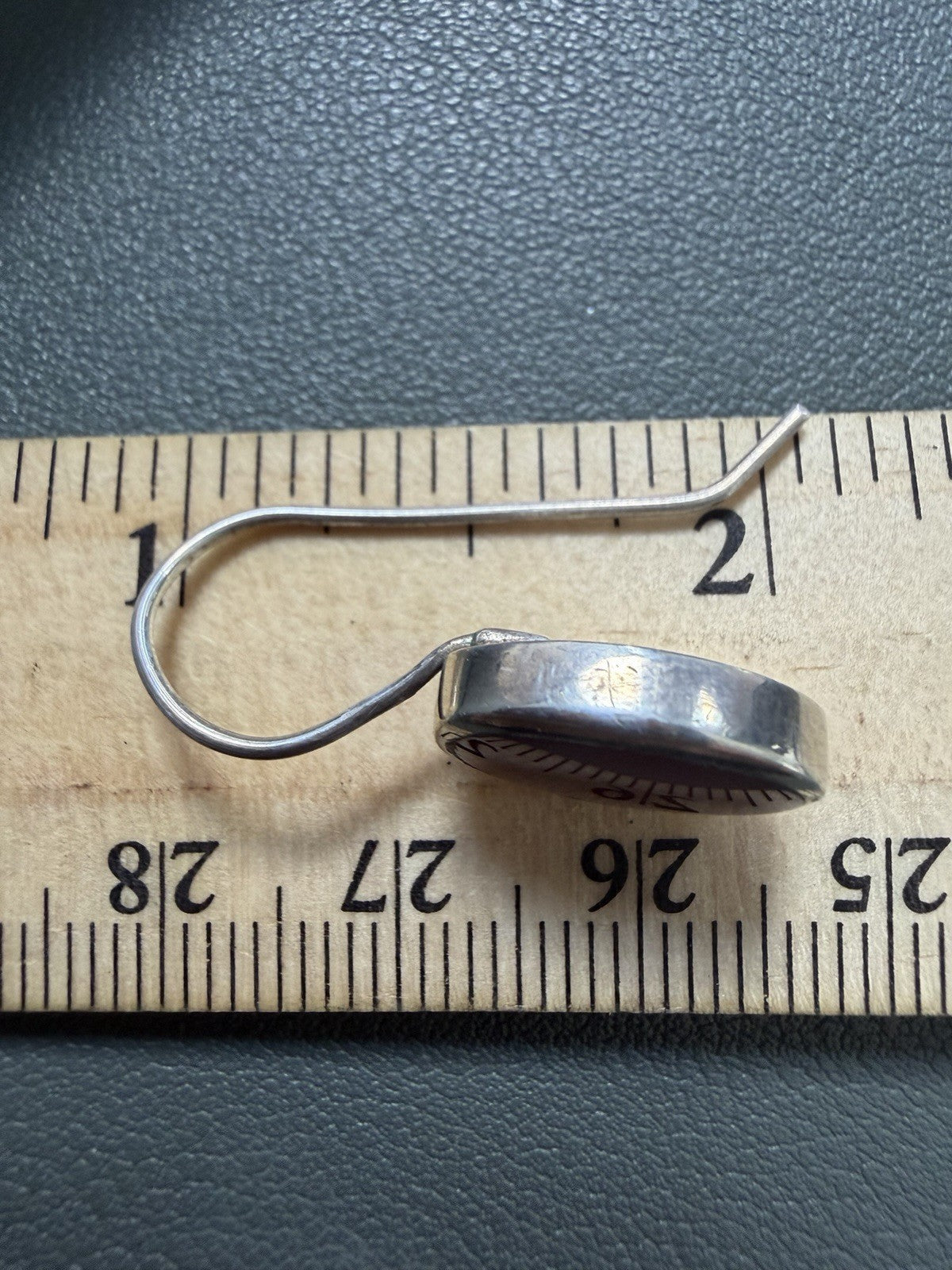 Vintage Sterling Silver 925 Dark Wine Red Agate (?) Stone Hook Earrings