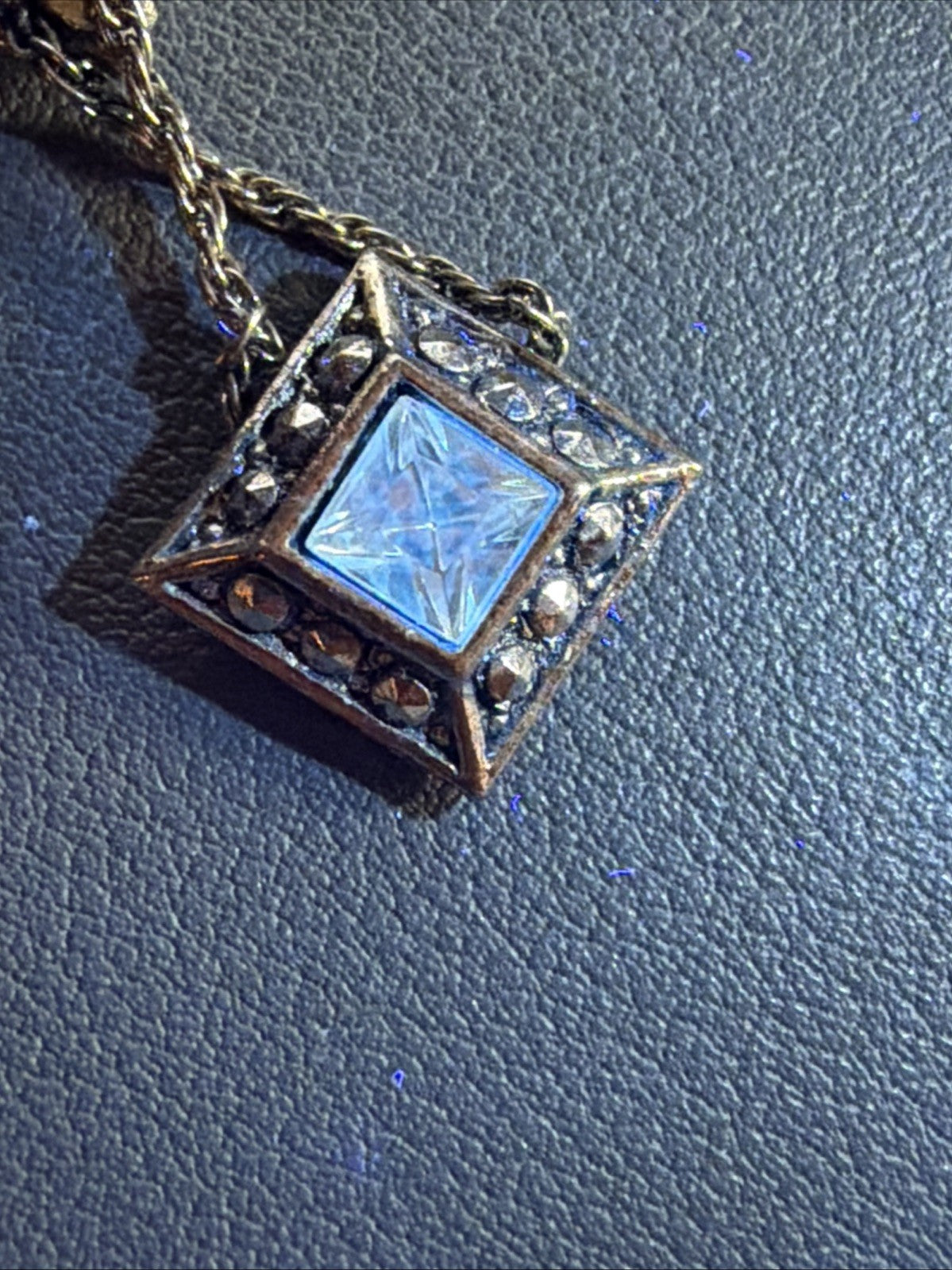 Vintage Avon Earrings Silver Tone Clear Stone Marcasite Dangle Square Pierced
