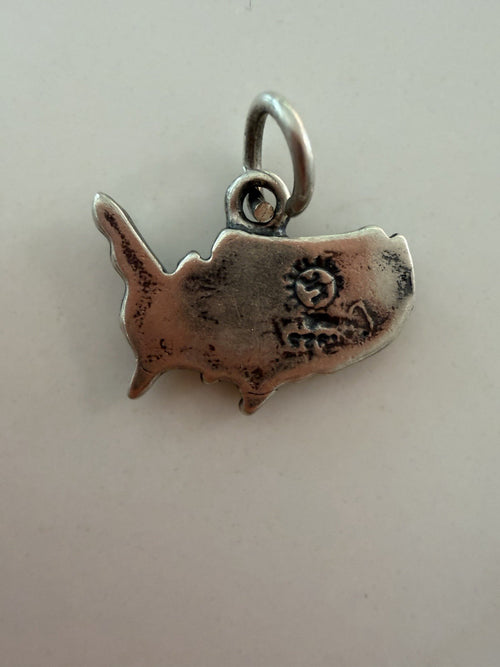 .925 USA Country Sterling Silver Jewelry Charm For  Bracelet Or Small Pendant