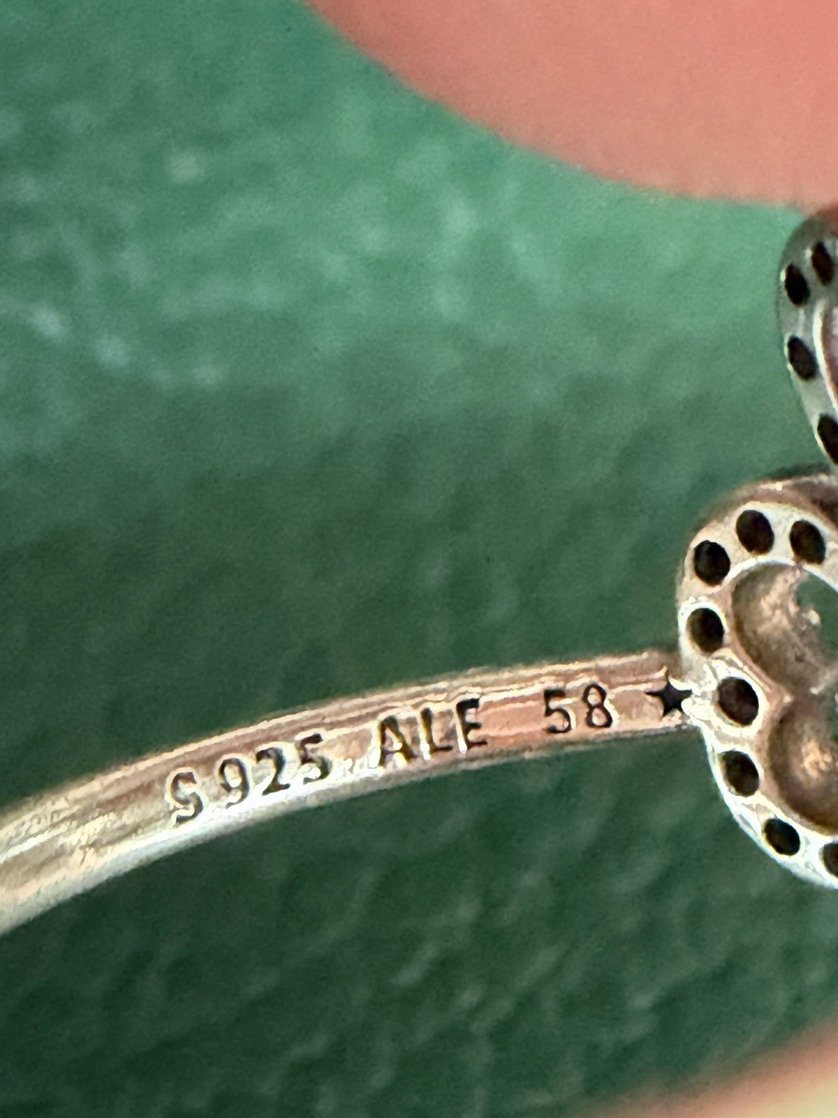 Pandora ALE Sterling Silver 925 Four Hearts Clover CZ Ring Size 4.5 Signed