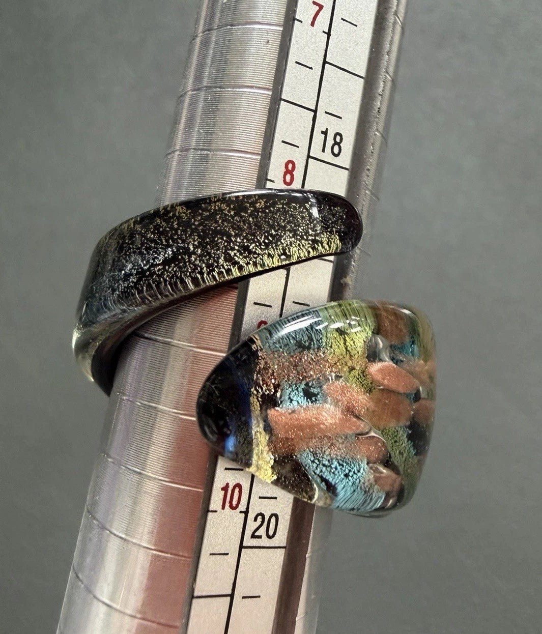 Handcrafted Art Glass Style Bypass Statement  Ring Size 8.5-9