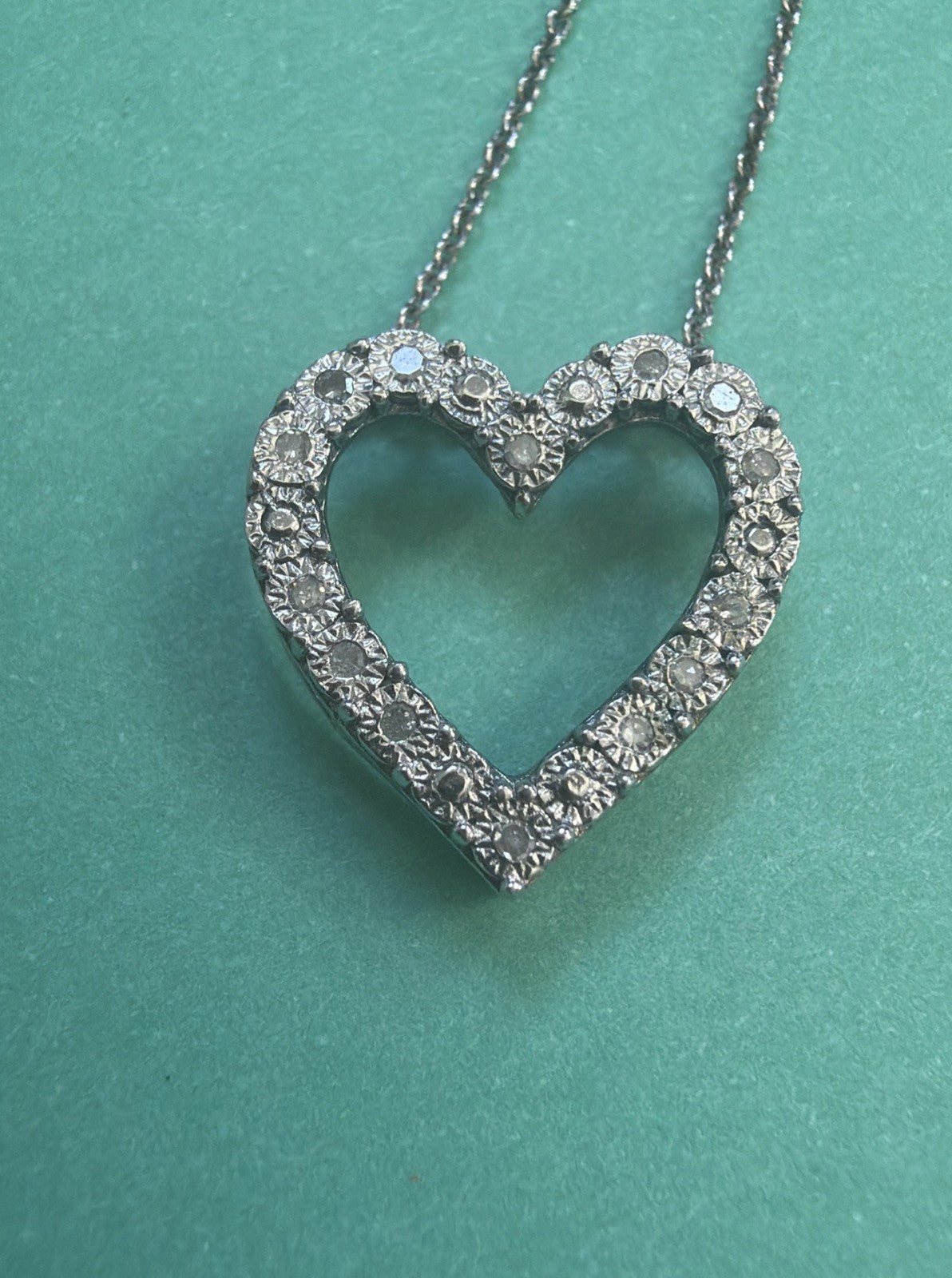 Bridge Natural Diamond Heart Pendant 1/10CTW Sterling Silver 925 Necklace
