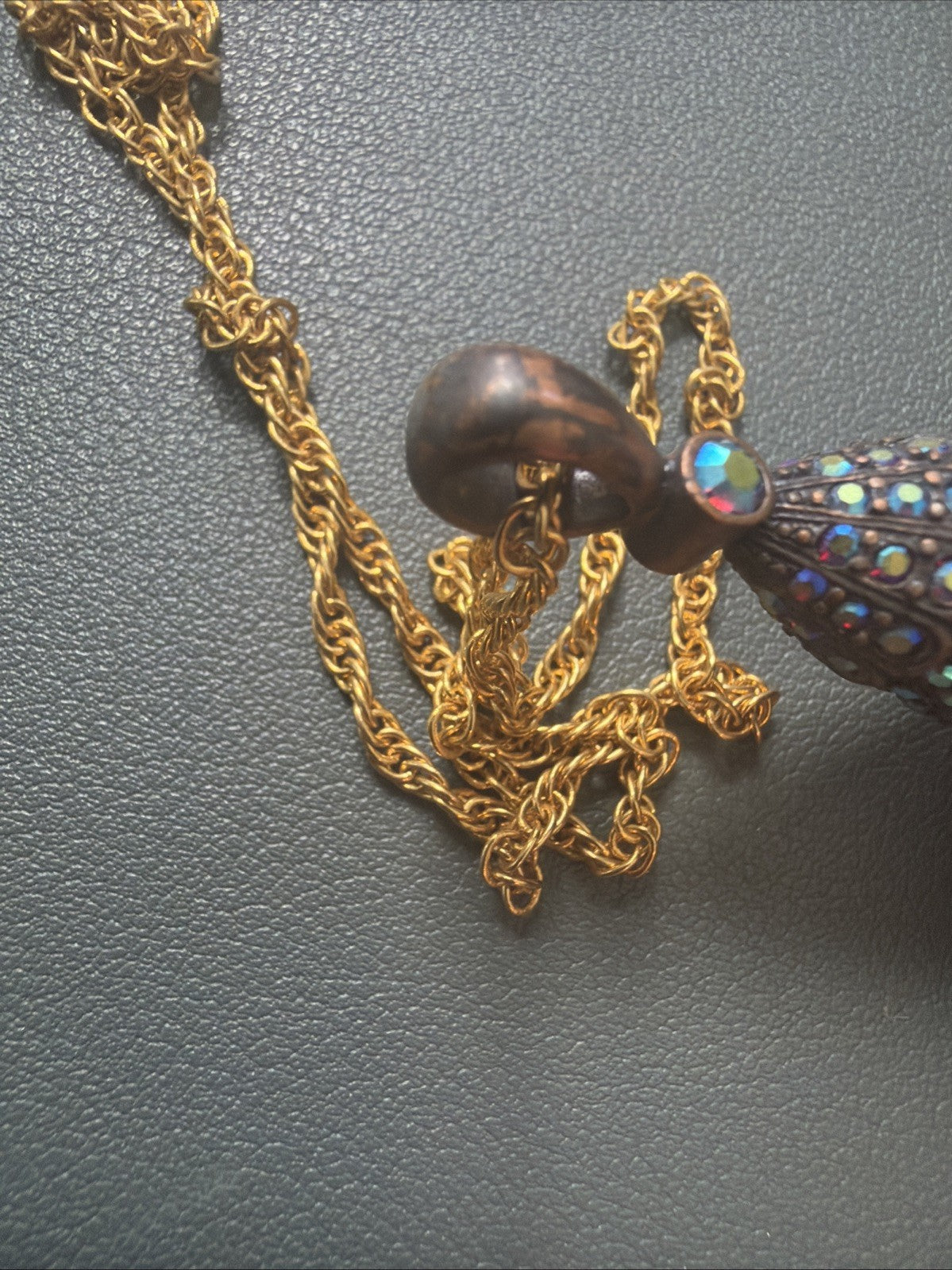 JOAN RIVERS Large Colorful Rainbow Crystal Teardrop Necklace 29inch