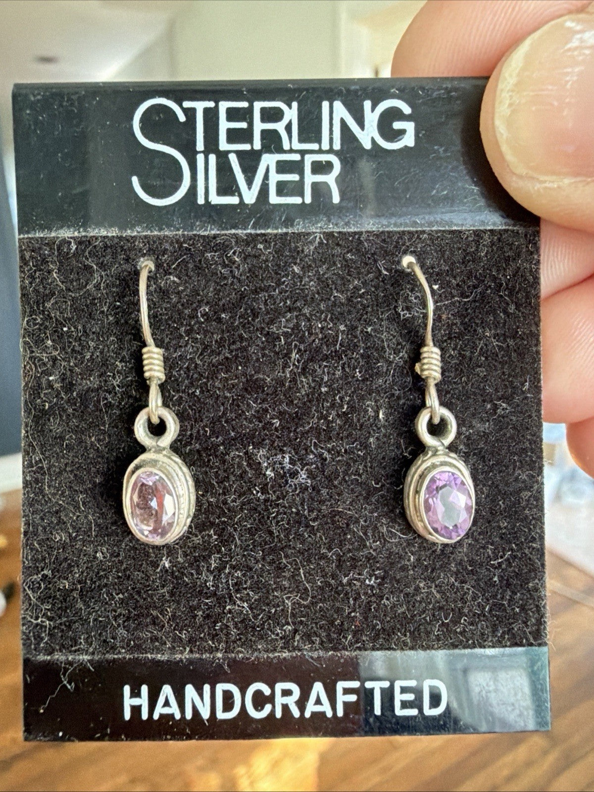 Vintage Native Style sterling silver 925 amethyst dangle earrings