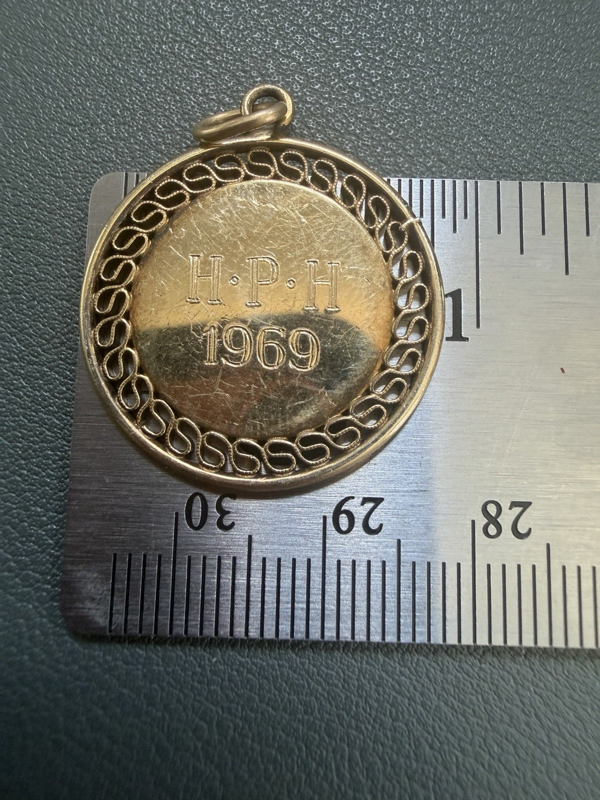 Elco 12k GF  Vintage Round Charm Pedant Engraved HPH 1969 3g