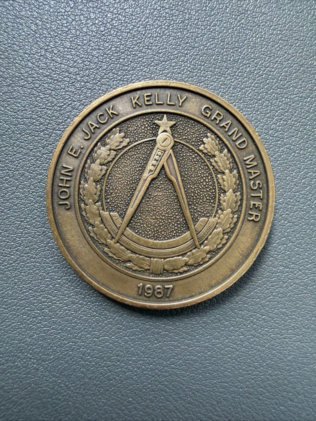 1987 John E. Jack Kelly Grand Master "150 Years of Texas Masonry" Masonic Token