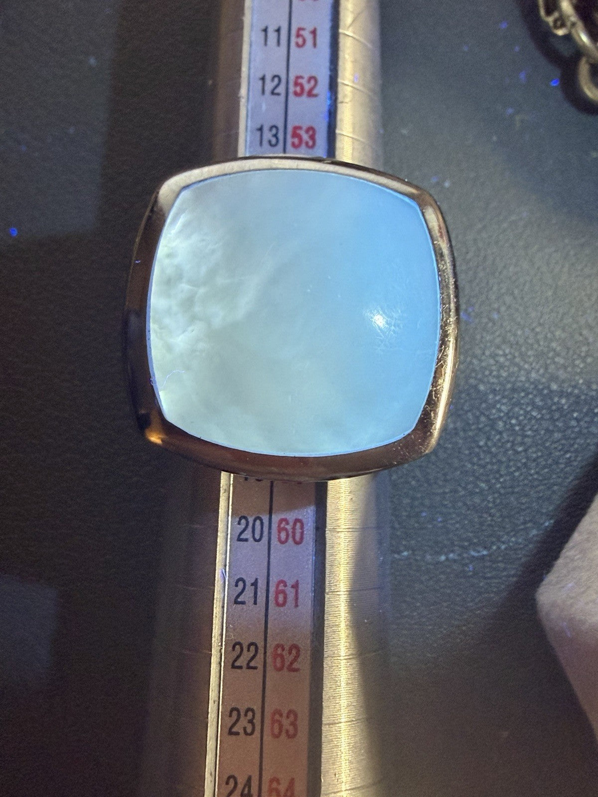 Statement Stainless Steel MOP Ring Signed JS Sz8