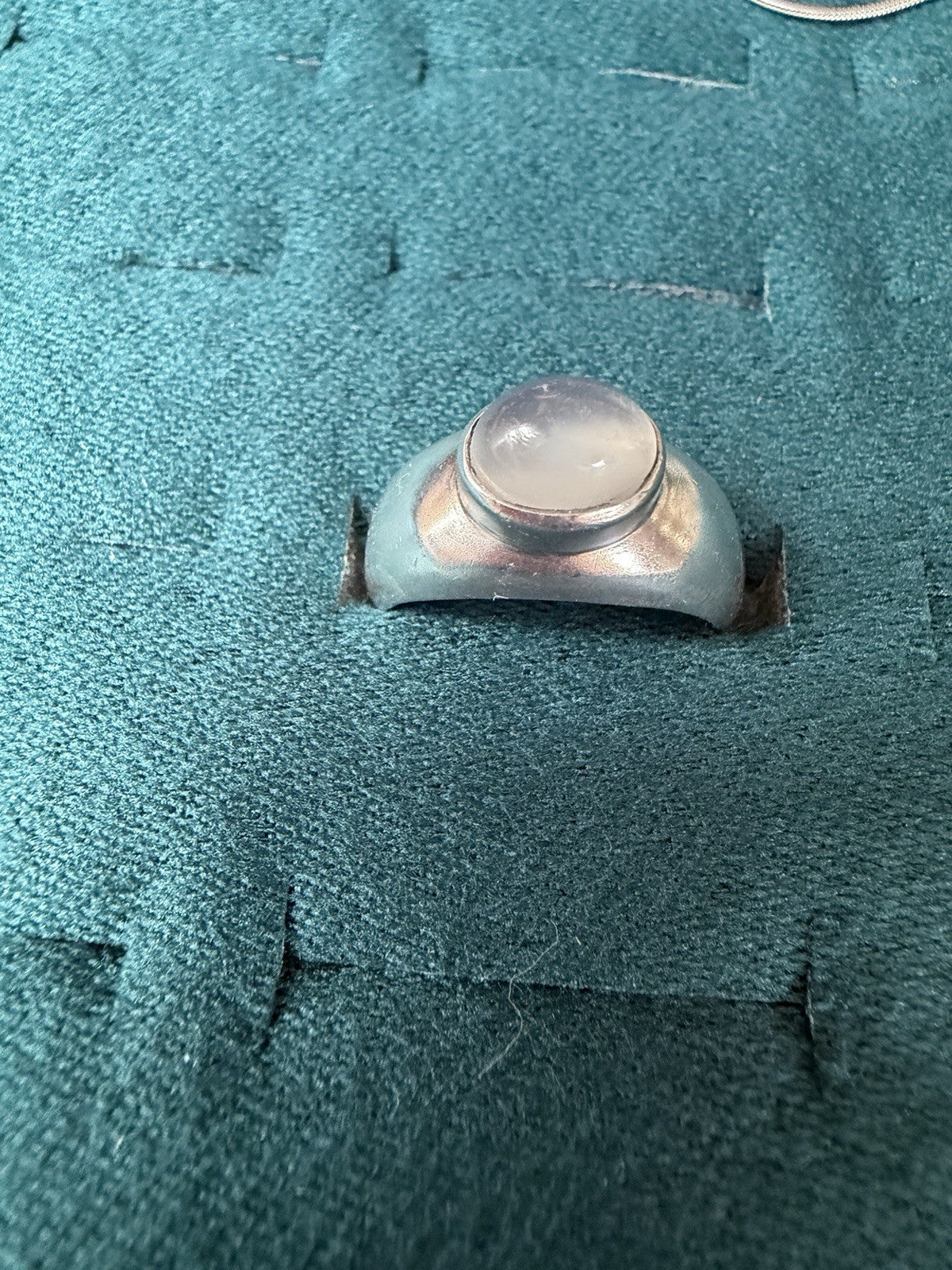 Sterling Silver Moonstone Round Solitaire Ring Thick Solid Band Size 7