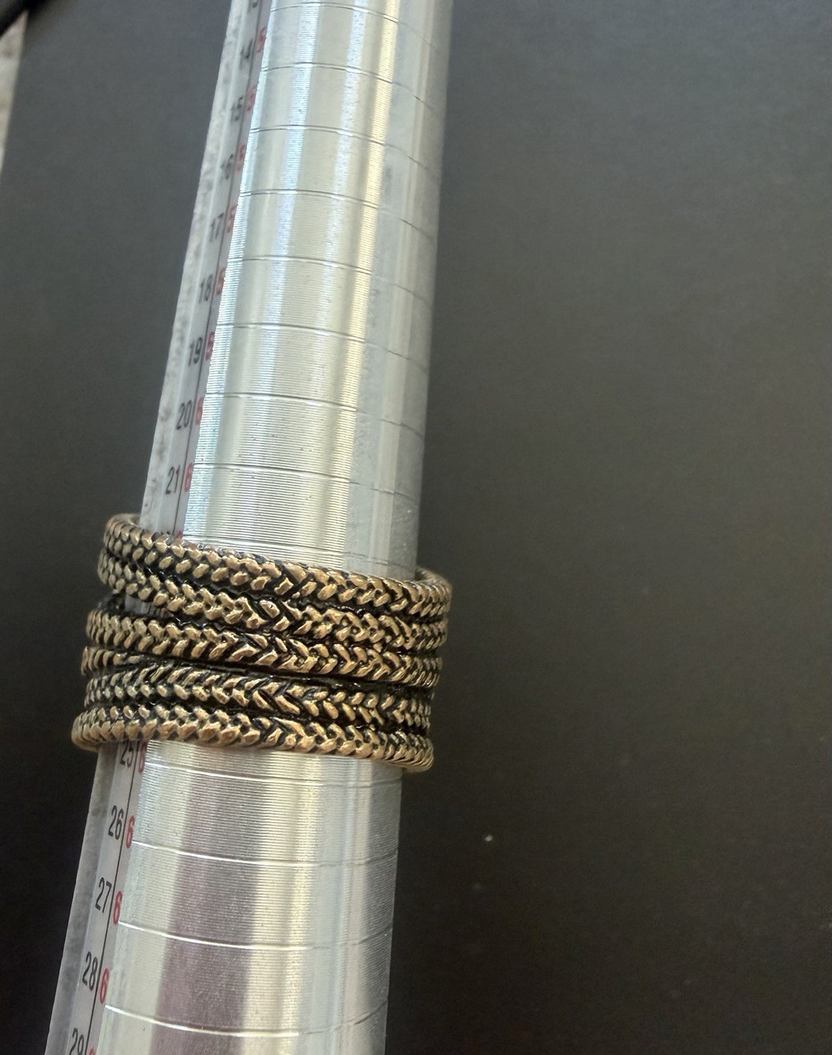 Barse Oval Beige Stone braided band Statement Ring Size 9 Bezel Set