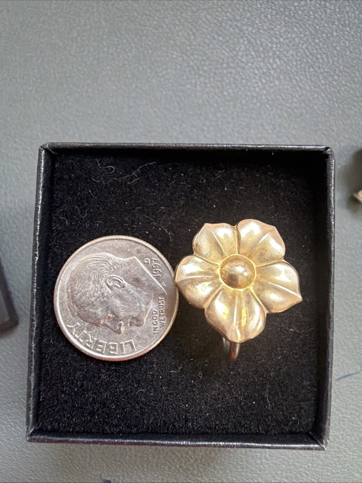 Symmetalic sterling and 14k Rose Flower gold screwback vintage earrings