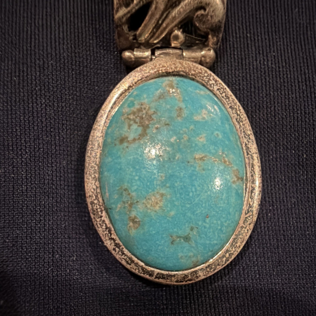 Vintage Barse Sterling Silver 925 Turquoise Oval Pendant Bezel Setting Signed