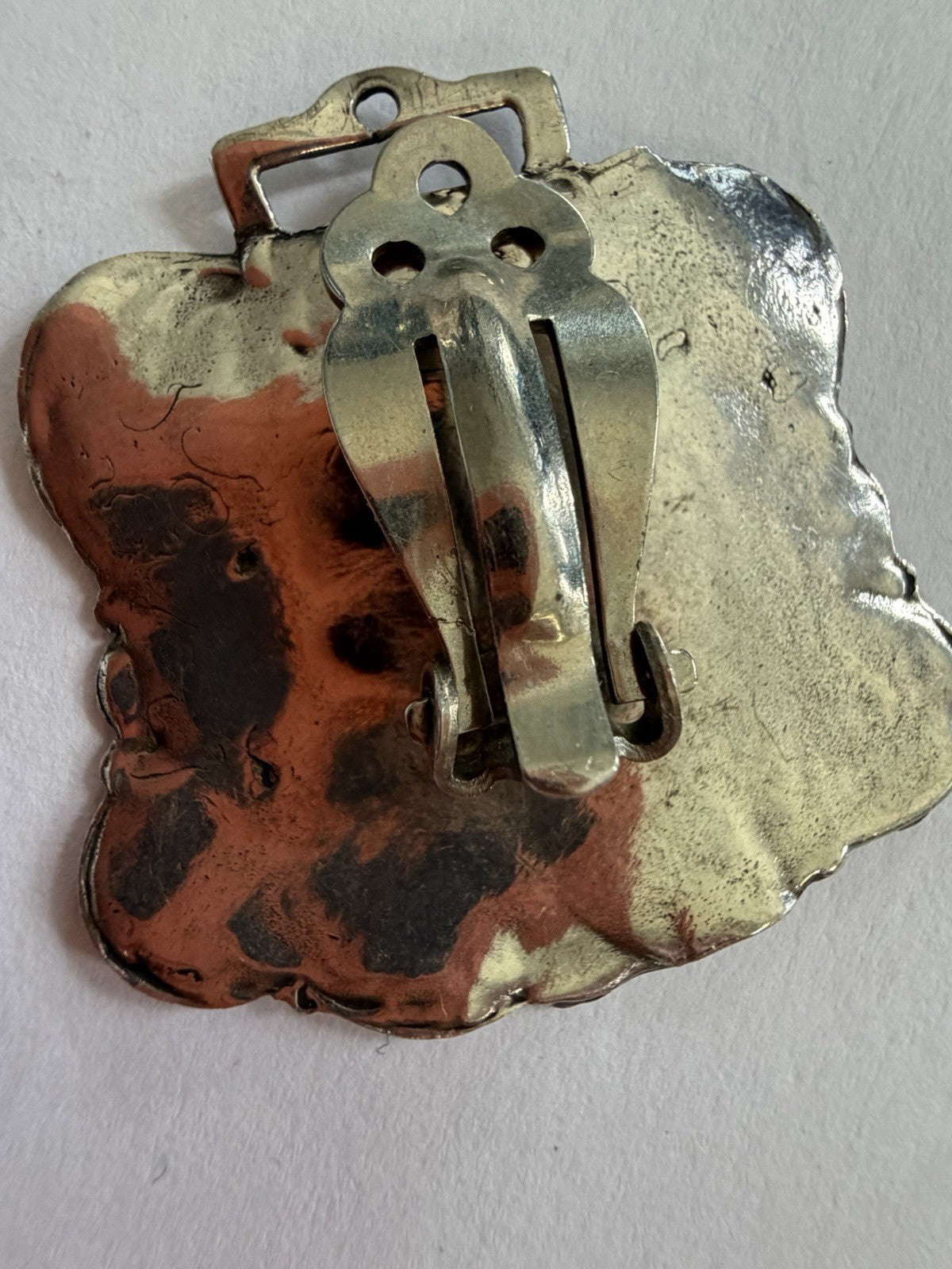 Vtg Luggage Tag Repousse Scroll 925 Earrings Sterling Silver