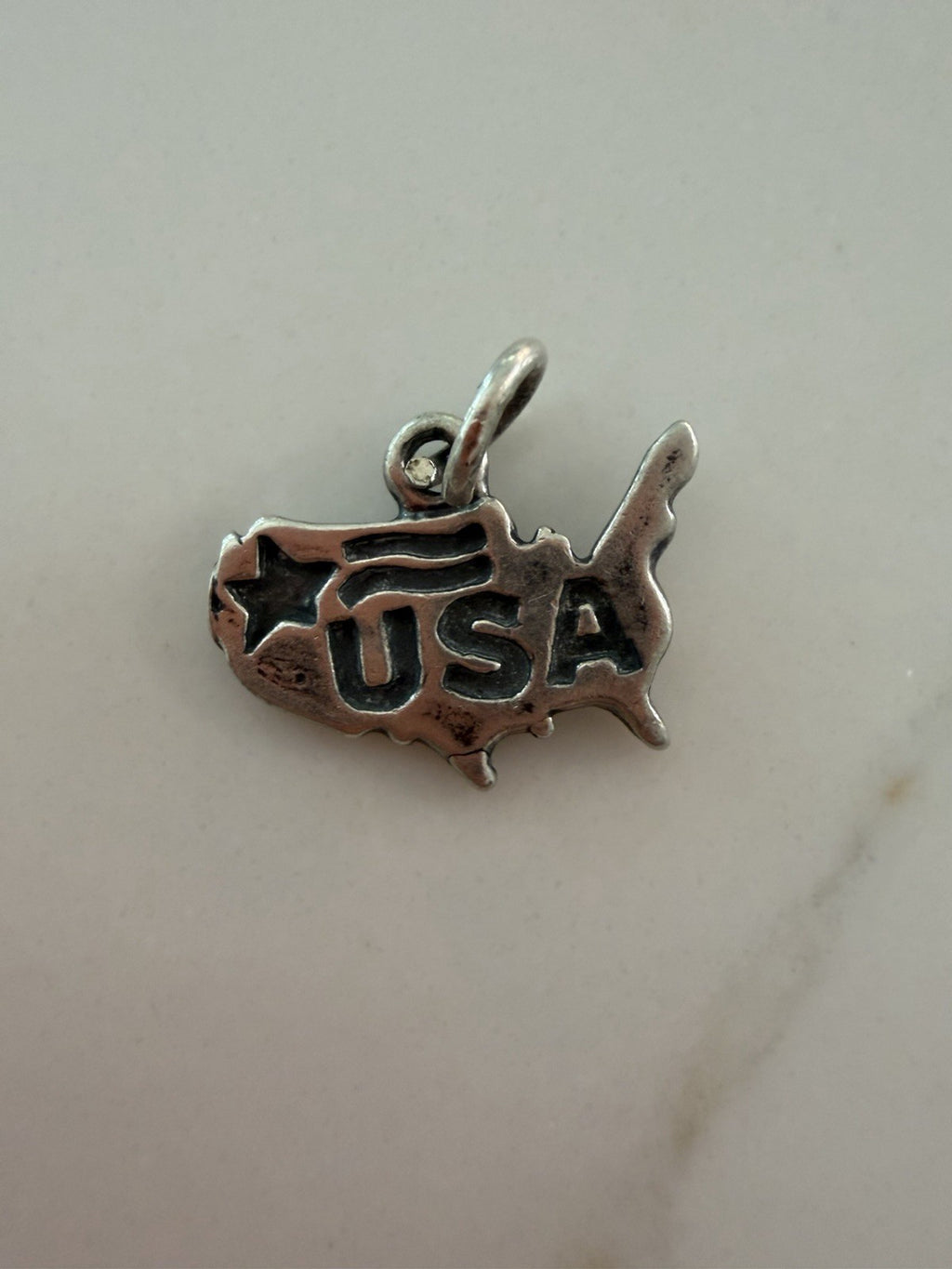 .925 USA Country Sterling Silver Jewelry Charm For  Bracelet Or Small Pendant