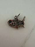 .925 USA Country Sterling Silver Jewelry Charm For  Bracelet Or Small Pendant
