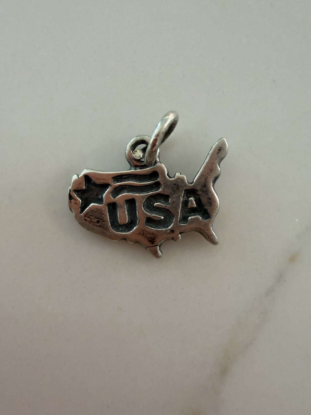 .925 USA Country Sterling Silver Jewelry Charm For  Bracelet Or Small Pendant