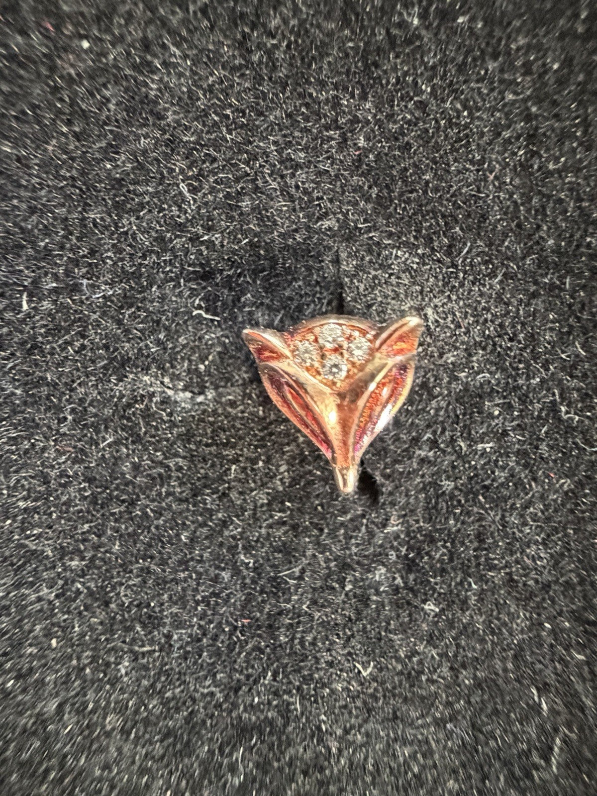 Golston Sterling Silver Rose Colored  Diamond Fox Stud Earrings