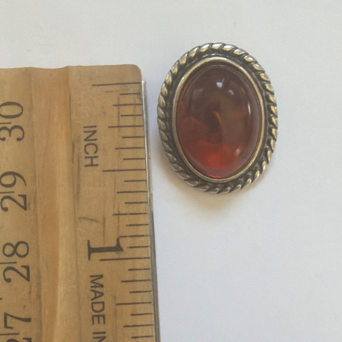 Gorgeous Sterling Silver 925 Bezel Set Amber Oval Clip-On Stud Earrings
