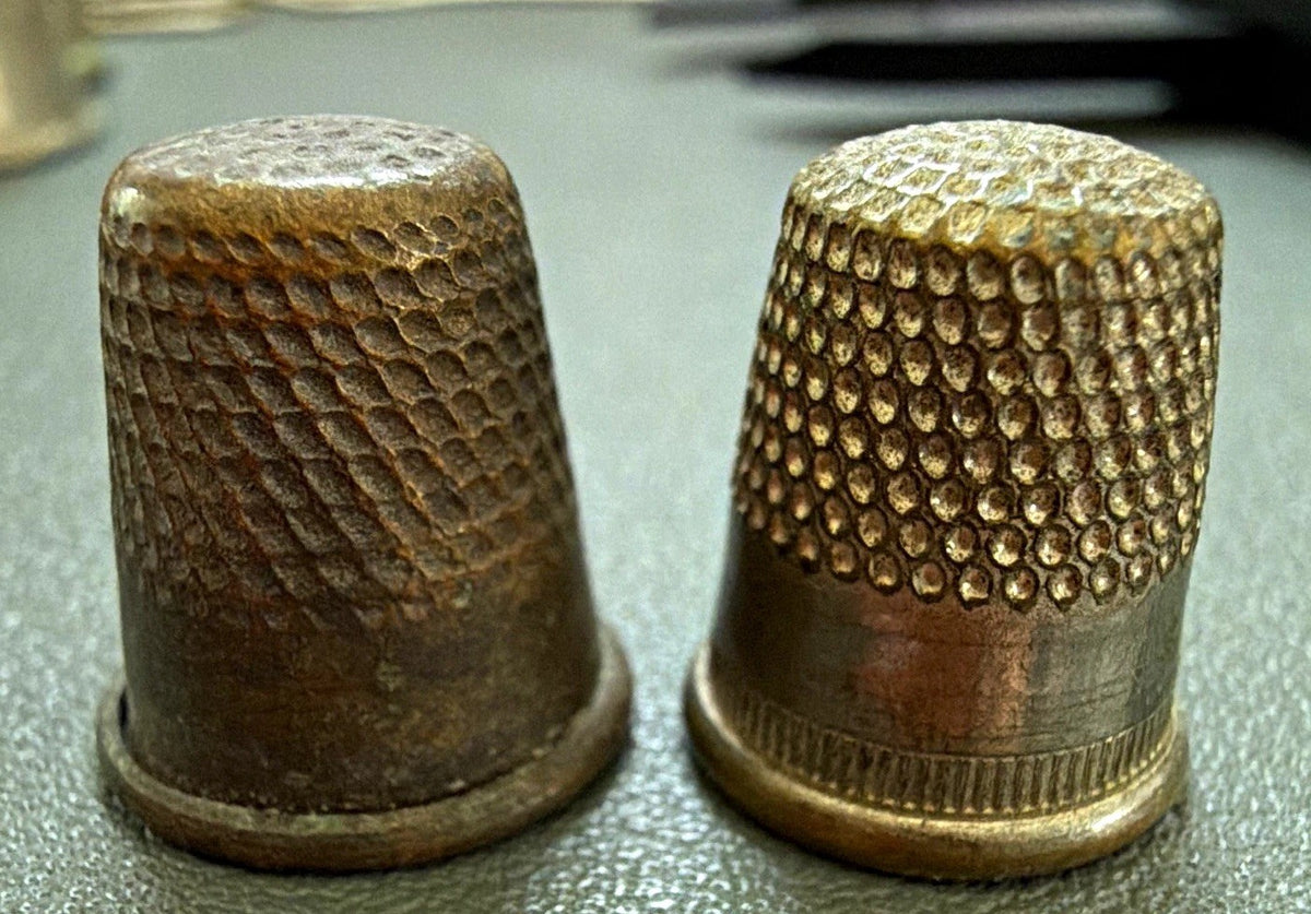 Lot of 2 vintage Mini .6inch Sewing Thimbles collectible 